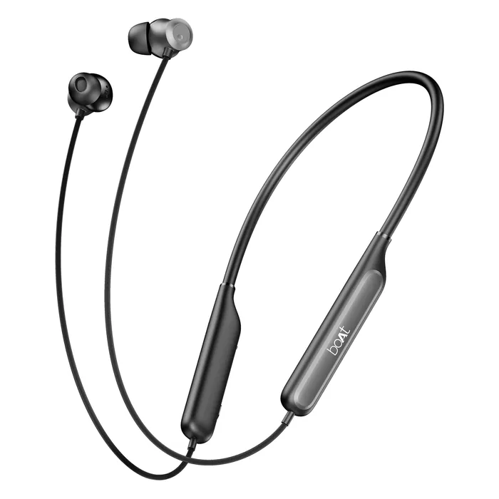boAt Rockerz 210 ANC wireless neckband earphones with active noise cancellation in Onyx Black, full neckband with magnetic earbuds