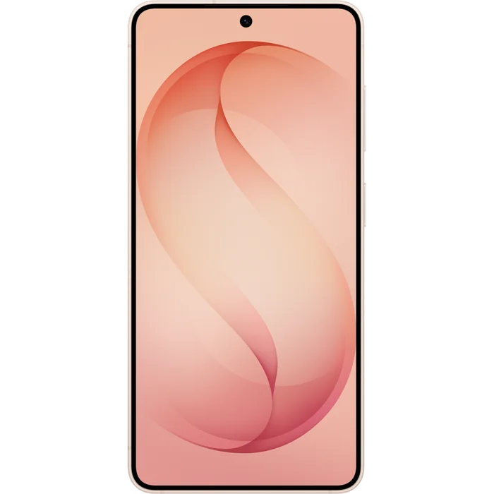 Samsung Galaxy S26 in Pink Gold, front view of the 6.3-inch screen