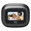 JBL Live Beam 3 noise cancelling earbuds in Black, case touchscreen showing a photo wallpaper