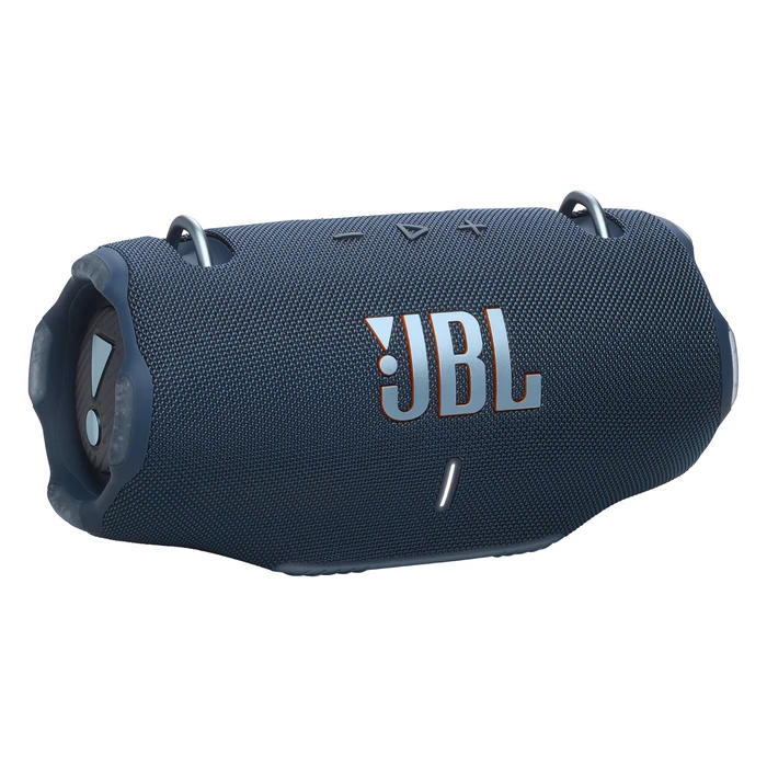 JBL Xtreme 4 portable Bluetooth speaker in Blue, angled front view