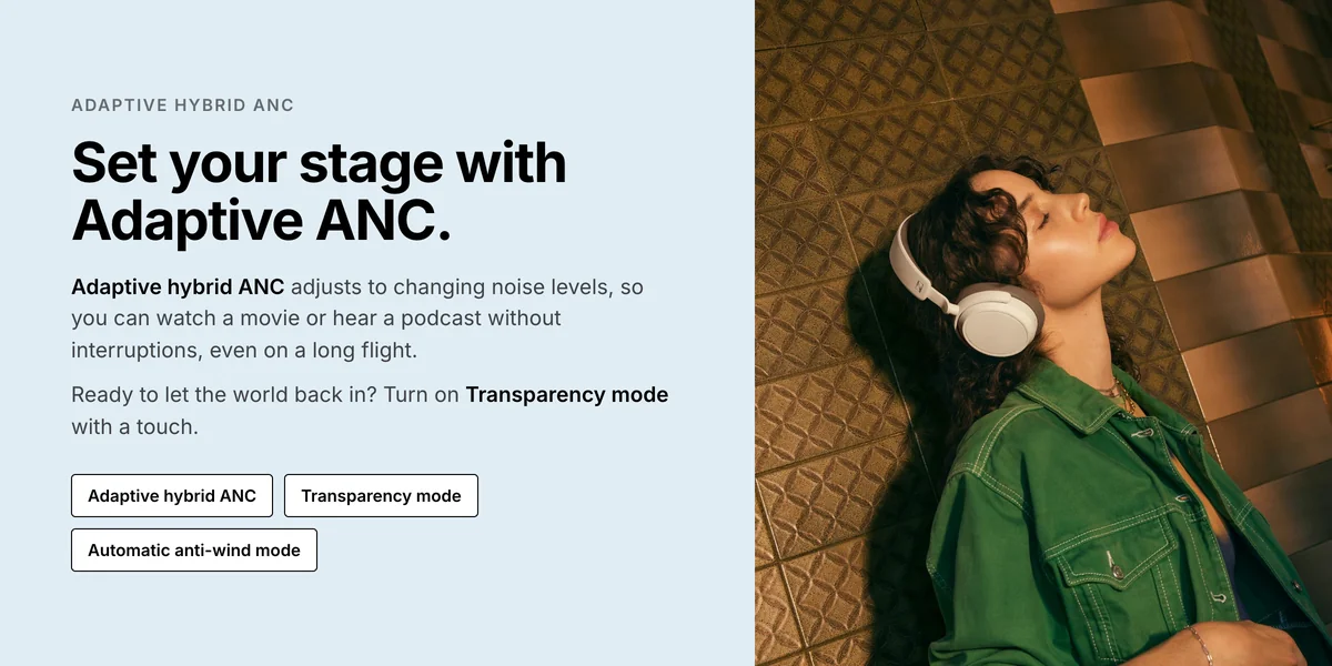 Sennheiser Accentum Plus Wireless adaptive hybrid ANC, Transparency mode and automatic anti-wind mode
