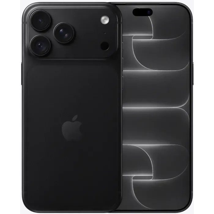 Apple iPhone 18 Pro Max in Black, back with the full-width camera plateau beside the front with the Dynamic Island
