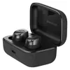 Sennheiser Momentum True Wireless 4 noise cancelling earbuds in Black Graphite, earbuds in the open charging case