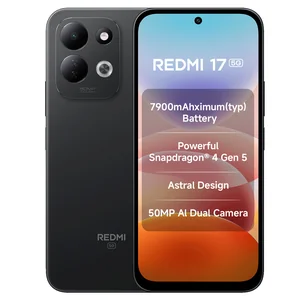 Redmi 17 5G in Absolute Black, front and back views with the key features