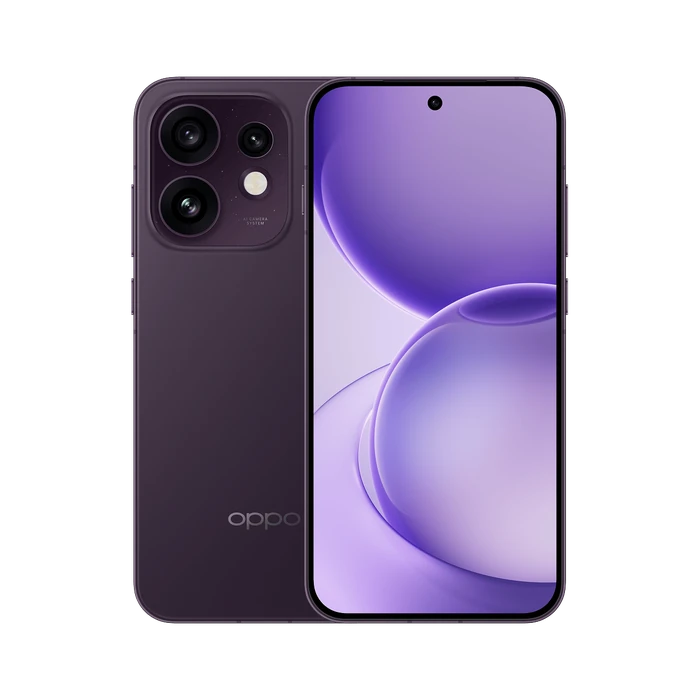 OPPO Reno16 5G in Twilight Violet, back and front views