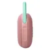 JBL Clip 5 portable Bluetooth speaker in Pink, side view with buttons