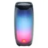 JBL Pulse 4 portable Bluetooth speaker in Black, angled front view with light show