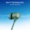 boAt Rockerz 301 ANC wireless neckband earphones with active noise cancellation in Sage Green, ENx call mic feature card