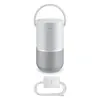 Bose Portable Smart Speaker with Alexa in Luxe Silver, with the USB-C power supply from the box