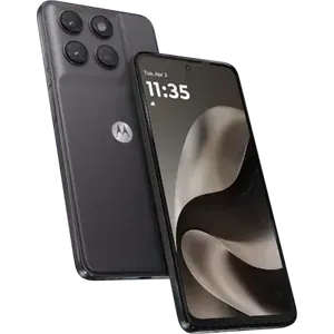 Motorola Moto G77 Power in Pantone Impenetrable, back and front views, showing the camera module and the 6.72-inch screen