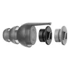 Sennheiser SoundProtex reusable hearing protection earplugs in Black, earplug with its Mid and full block filters side by side