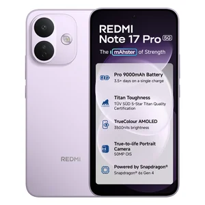 Redmi Note 17 Pro 5G in Purple Vibe, front and back views
