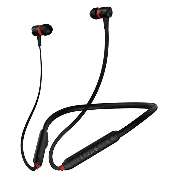 boAt Rockerz 245 Pro wireless neckband earphones in Fusion Black, full neckband with the inline remote and earbuds