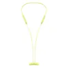 Beats Flex wireless neckband earphones in Yuzu Yellow, front view as worn around the neck