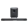 JBL Bar 500MK2 soundbar with wireless subwoofer in Black, back view with subwoofer port