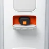 JBL PartyBox Club 120 portable party speaker in White, replaceable battery in its rear bay