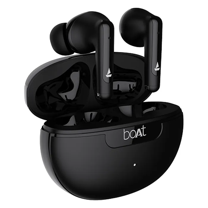 boAt Airdopes 161 ANC true wireless earbuds in Black, earbuds with the open charging case