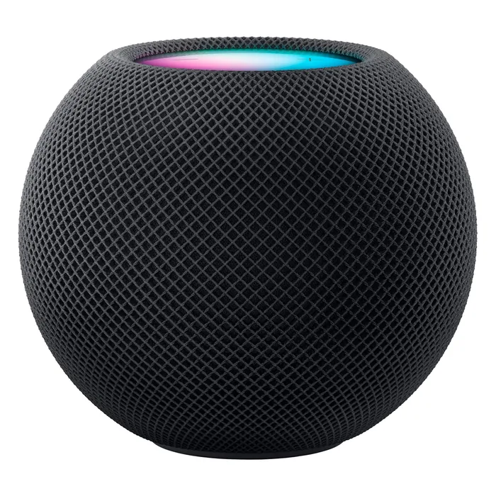Apple HomePod mini smart speaker in Midnight, front view