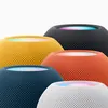 Apple HomePod mini smart speaker in White, HomePod mini colour range: yellow, midnight, orange, blue and white