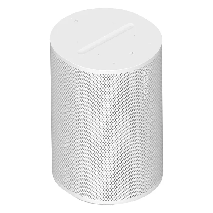 Sonos Era 100 Wi-Fi Bluetooth speaker in White, angled front view