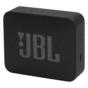 JBL Go Essential 2 portable Bluetooth speaker in Black, angled front view
