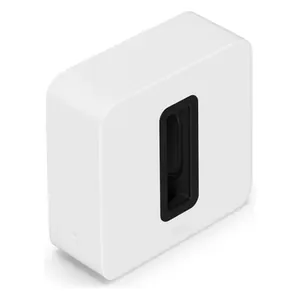 Sonos Sub 4 wireless subwoofer in White, angled front view