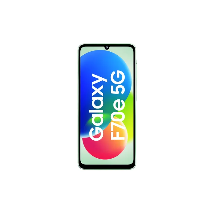 Samsung Galaxy F70e 5G in Limelight Green, front view of the 6.7-inch screen