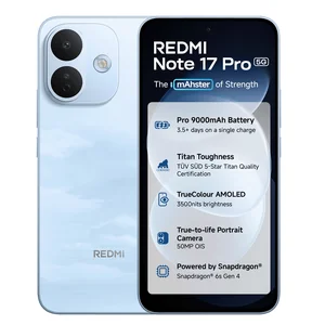 Redmi Note 17 Pro 5G in Cloud Blue, front and back views