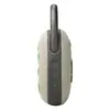JBL Clip 5 portable Bluetooth speaker in Sand, side view with buttons
