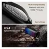 boAt Stone Beam portable Bluetooth speaker in Midnight Black, close-up of the top buttons and carry strap, and IPX4 splash resistance