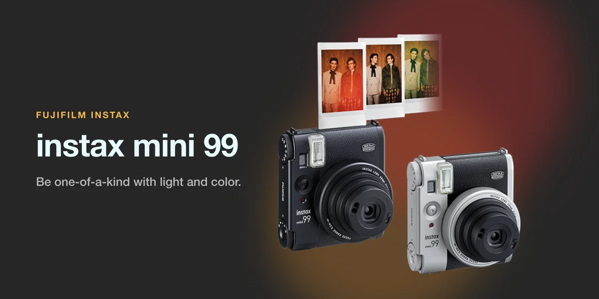 Fujifilm Instax Mini 99 in Black and Silver with instant prints, be one-of-a-kind with light and color