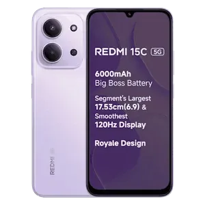 Redmi 15C 5G in Dusk Purple, front and back views