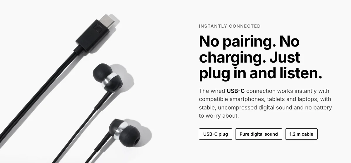 Sennheiser CX 80U USB-C plug, no pairing and no charging, just plug in and listen
