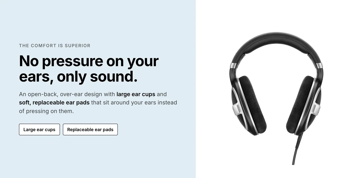 Sennheiser HD 599 SE front view, large ear cups with soft, replaceable ear pads