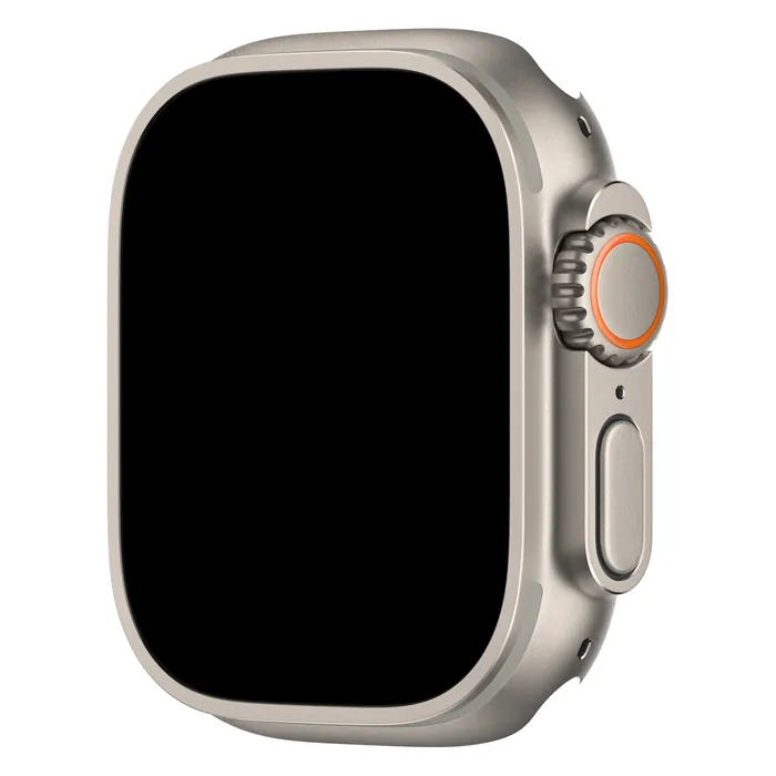 Apple Watch Ultra 4 Natural Titanium case on its own, showing the Digital Crown and side button
