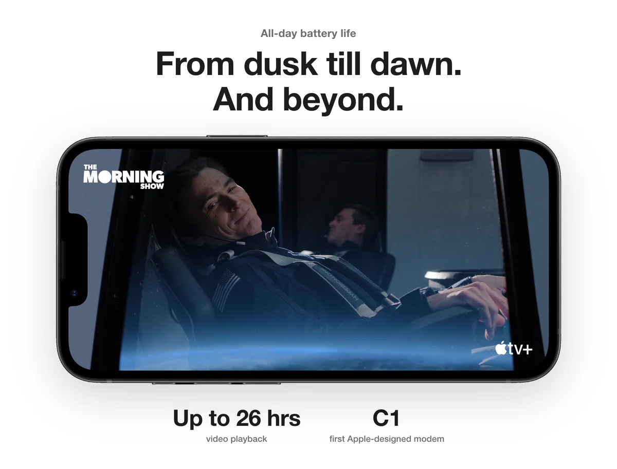 Apple iPhone 16e all-day battery with up to 26 hours of video playback