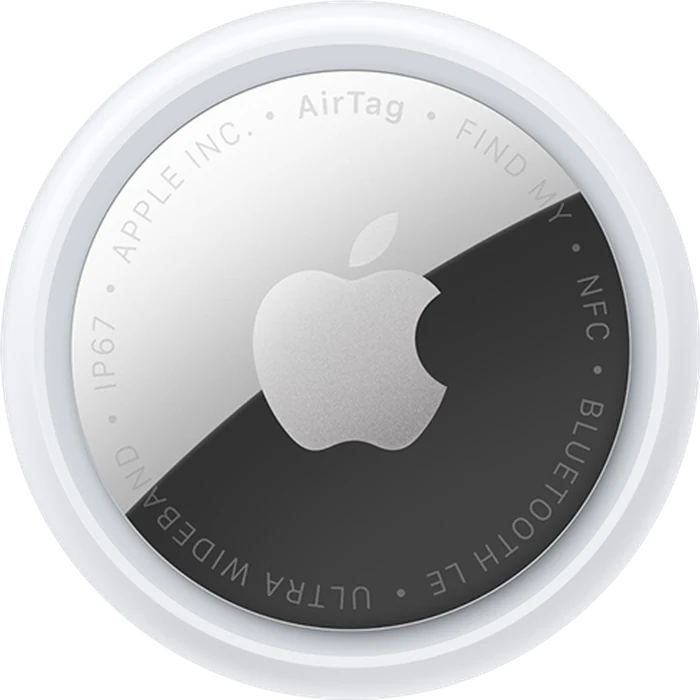 Apple AirTag (2nd generation) 4 pack, one AirTag, front view