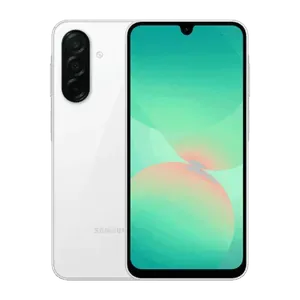 Samsung Galaxy A26 5G in Awesome White, back and front views