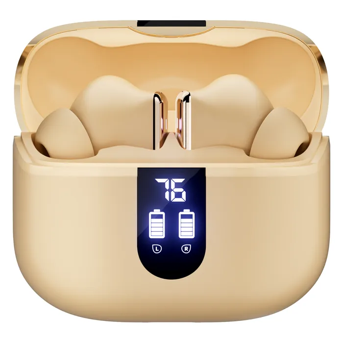 boAt Airdopes 181 Pro true wireless earbuds in Coral Bloom, earbuds in the open charging case with the digital battery display