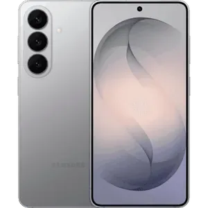 Samsung Galaxy S26 in Silver Shadow, angled back and front views