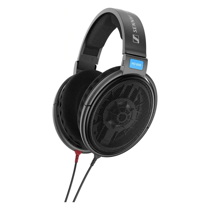 Sennheiser HD 600 open-back audiophile headphones in Black, angled view with the cable