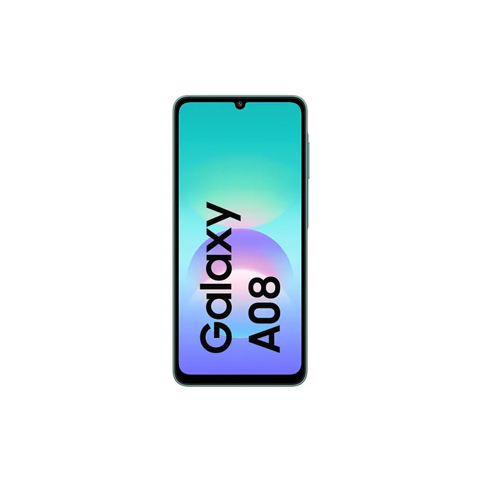 Samsung Galaxy A08 4G in Green, front view of the 6.7-inch screen