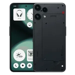 Nothing Phone (3a) Lite in Black, front and back views side by side, showing the screen, the triple camera and the Glyph Light