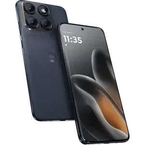Motorola Edge 70 Fusion in Pantone Silhouette, front and back views
