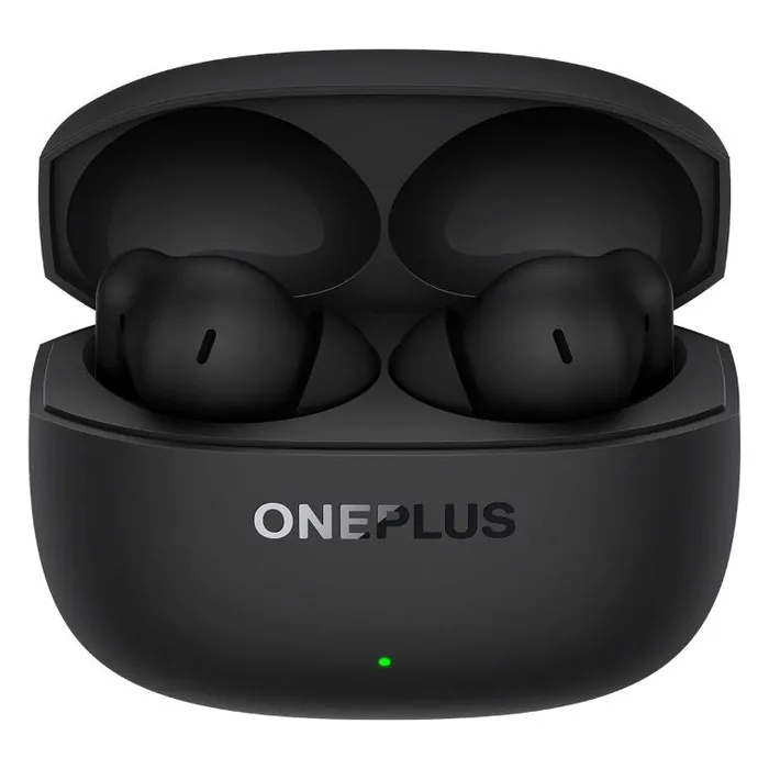OnePlus Nord Buds 4 noise cancelling earbuds in Stellar Black, earbuds in the open charging case