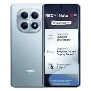 Redmi Note 15 5G in Glacier Blue, front and back views