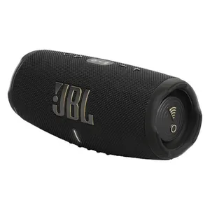 JBL Charge 5 Wi-Fi portable Bluetooth speaker in Black, angled front view