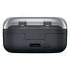 Samsung Galaxy Buds 4 Pro noise cancelling earbuds in Black, charging case, back view with the USB Type-C port