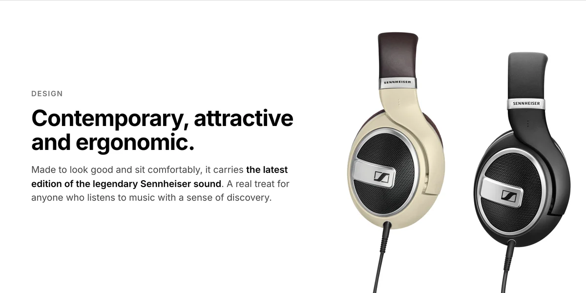 Sennheiser HD 599 and HD 599 SE side views, a contemporary, attractive and ergonomic design