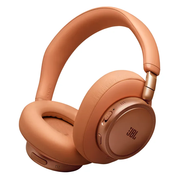 JBL Live 780NC noise cancelling headphones in Orange, angled front view